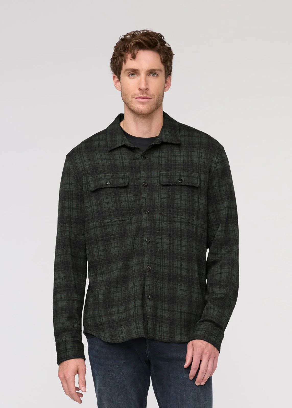 Performance Flannel Button Down - Heather Peat Plaid