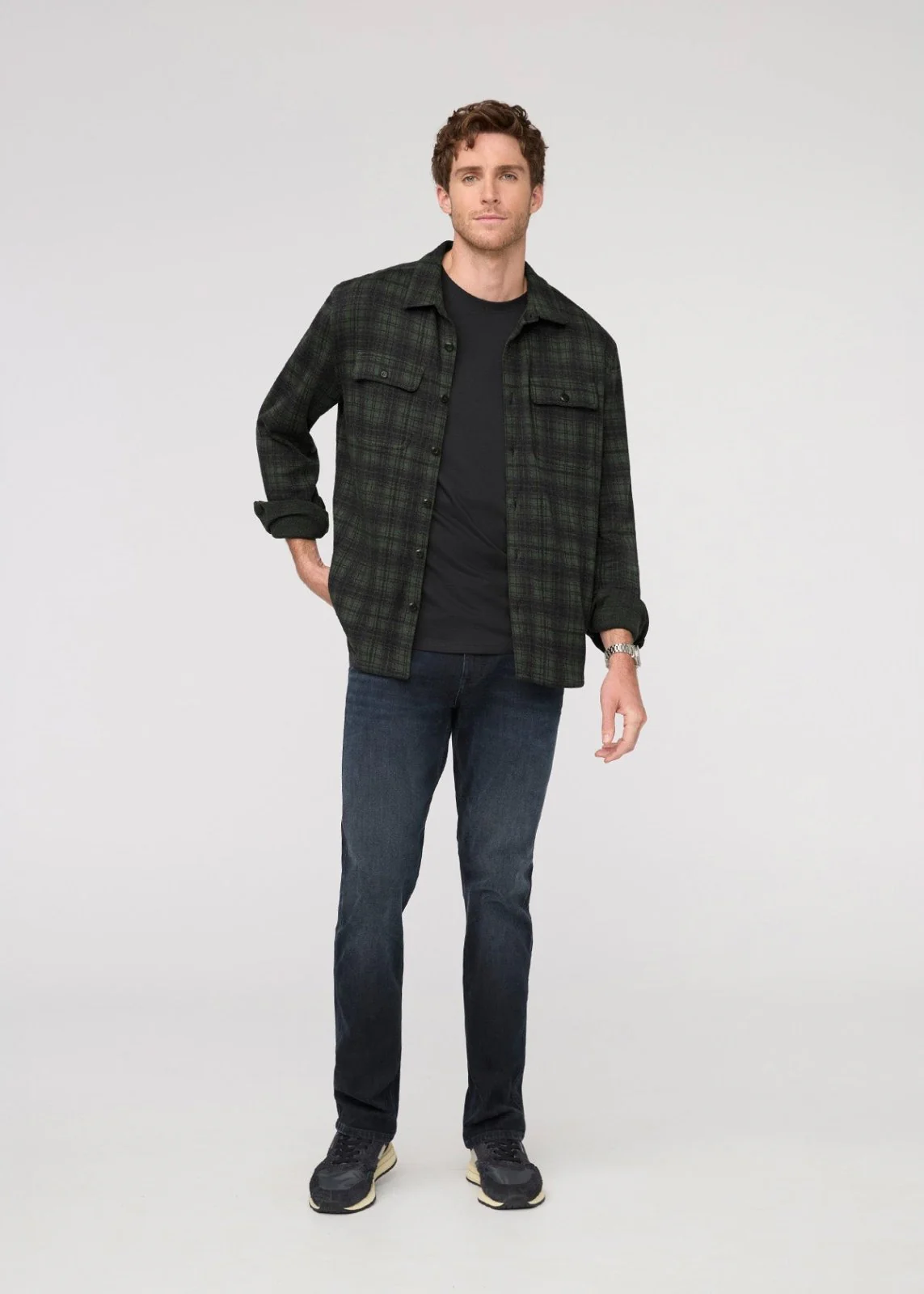 Performance Flannel Button Down - Heather Peat Plaid - Image 2