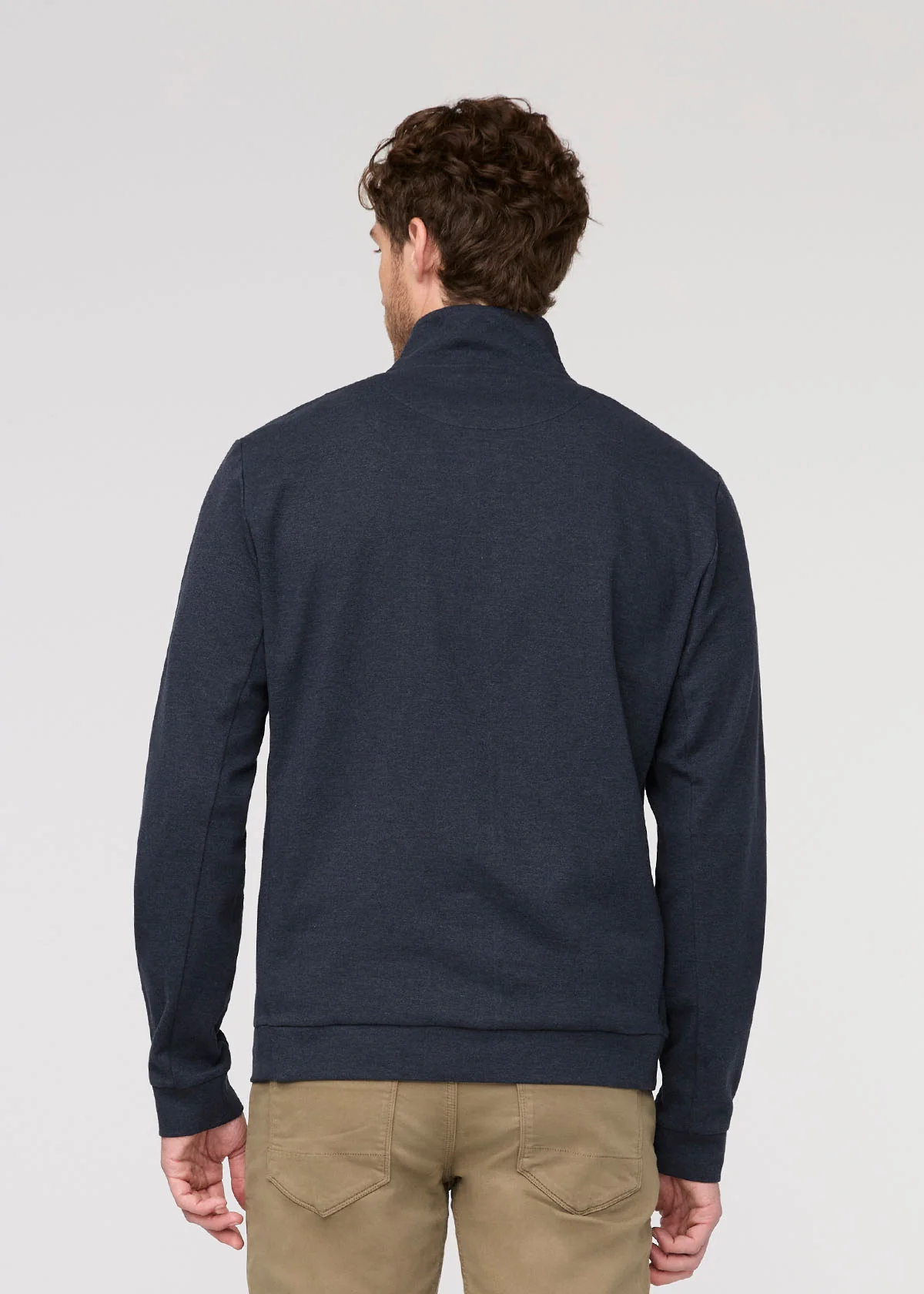 Performance Flannel Quarter Zip - Heather Navy - Image 4