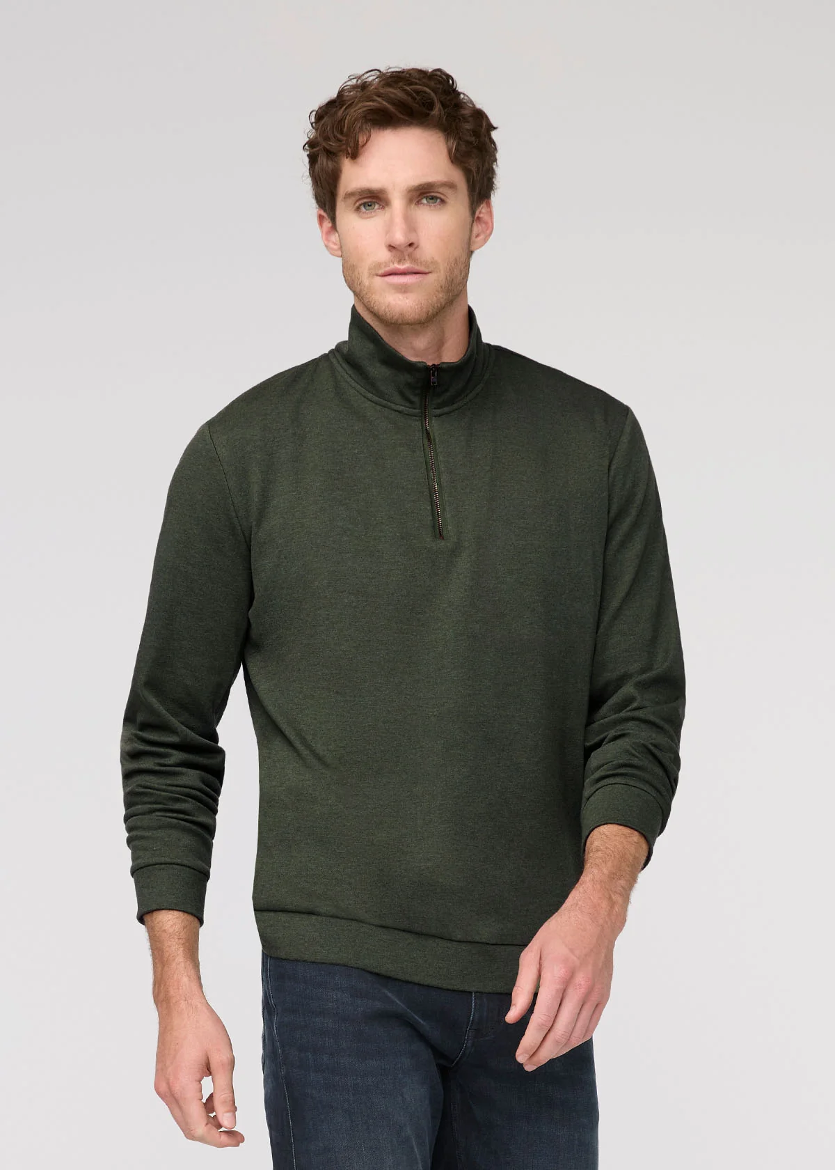 Performance Flannel Quarter Zip - Heather Peat