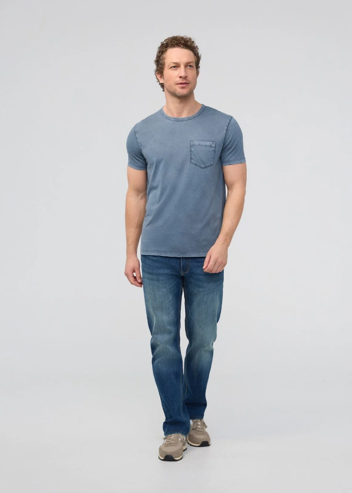PurePima Vintage Pocket Tee - Washed Stone Blue - Image 2