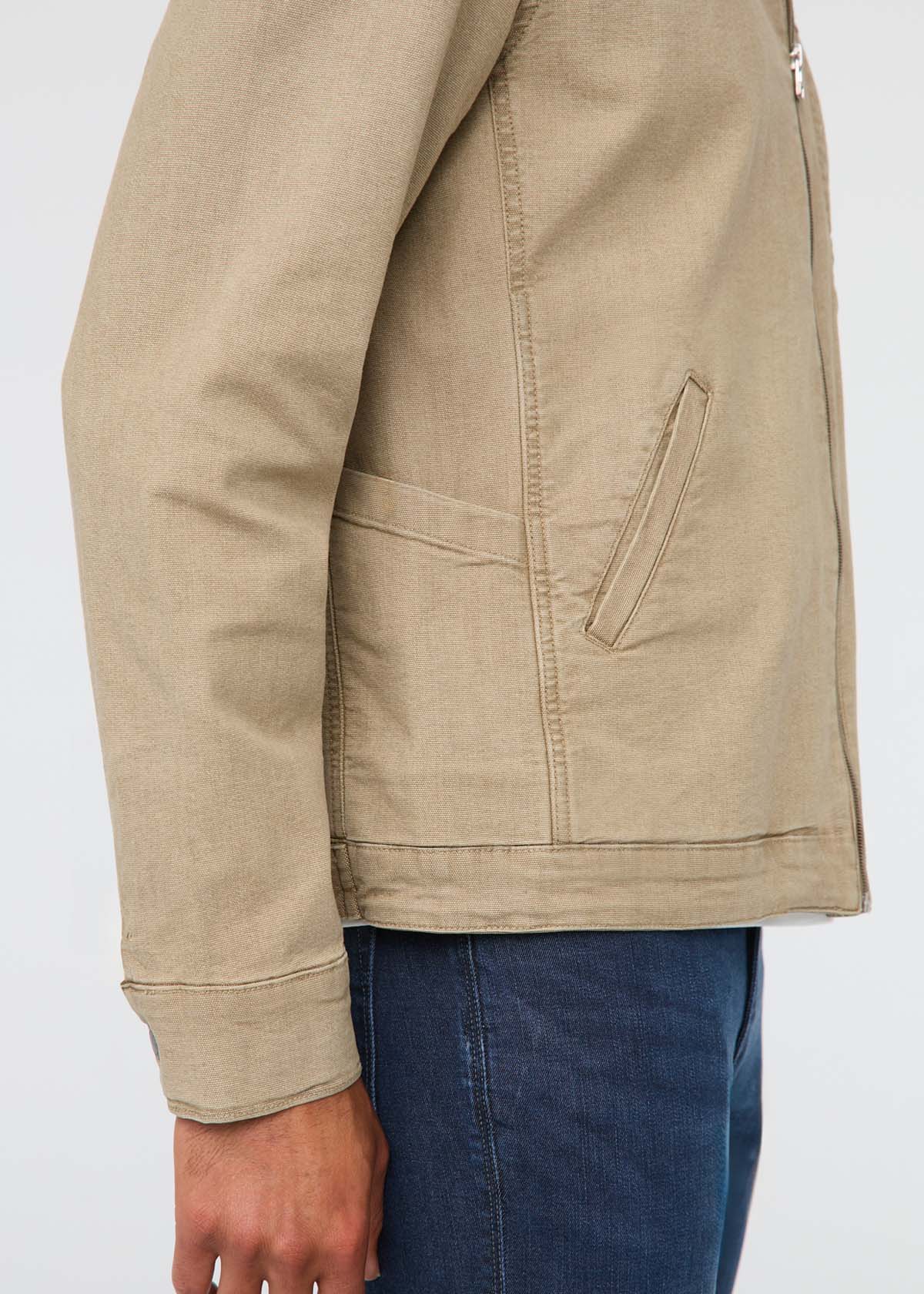 Stretch Canvas Utility Jacket - Tan - Image 5