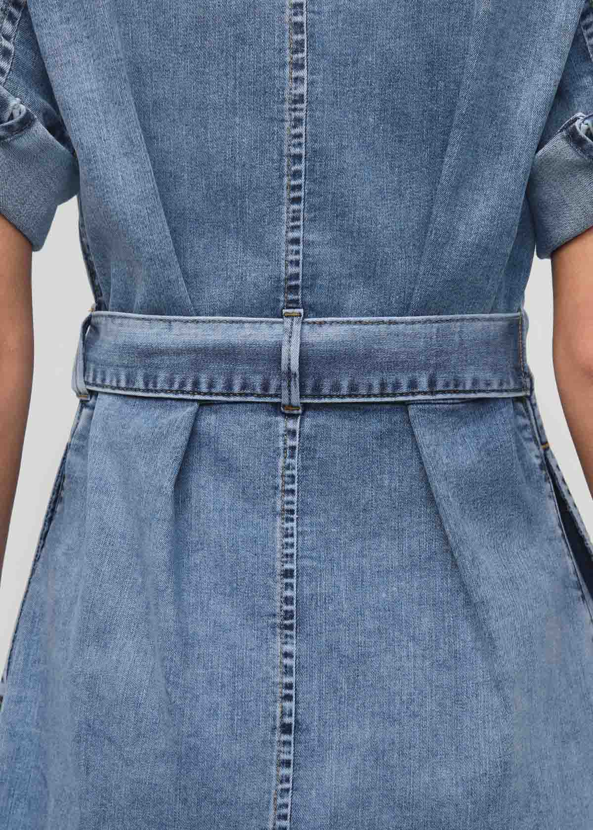 Performance Denim Lite Wrap Shirt Dress - Light Stone - Image 6