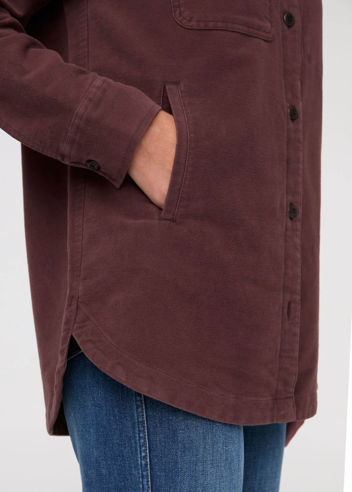 No Sweat Moleskin Overshirt - Rich Maroon - Image 5