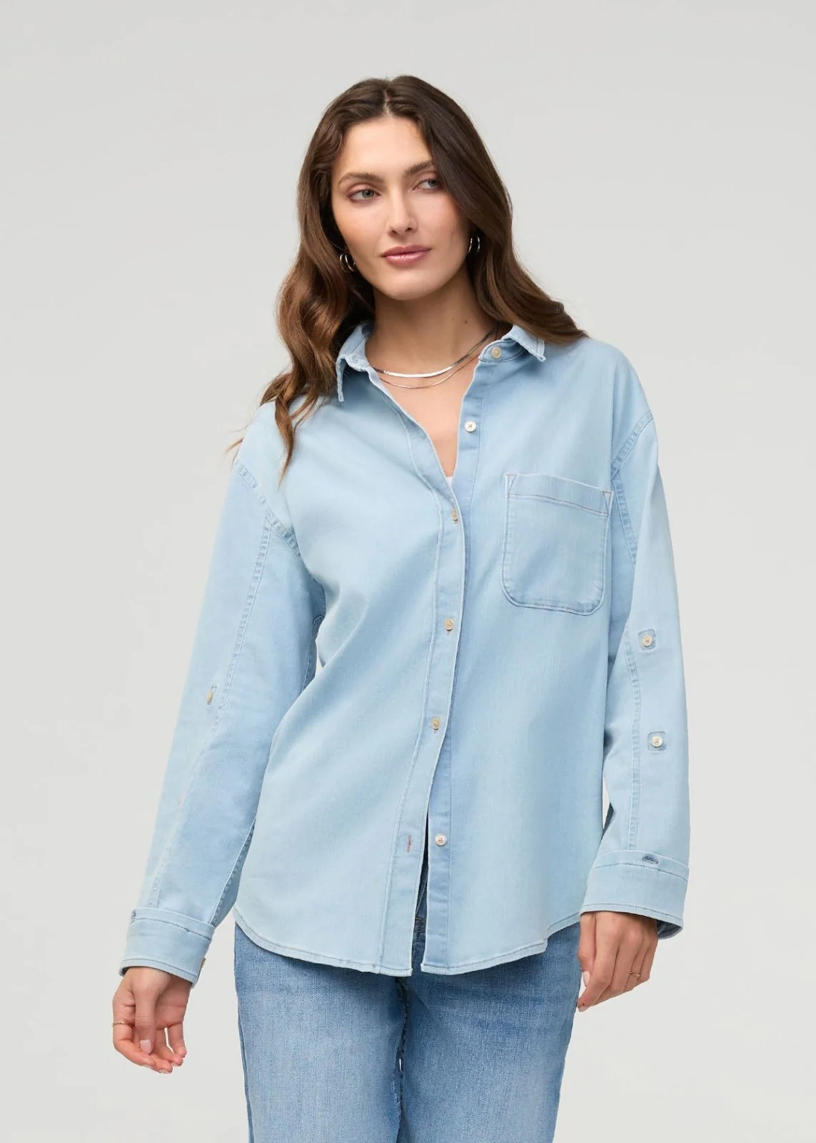 Performance Denim Lite Relaxed Button Down - Bleach - Image 2