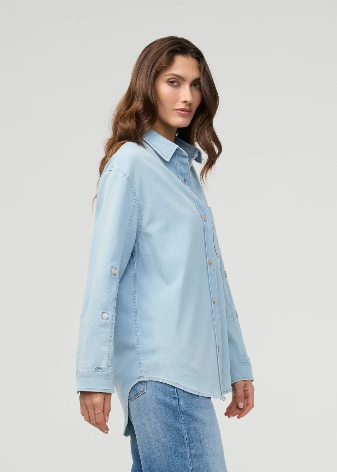 Performance Denim Lite Relaxed Button Down - Bleach - Image 3