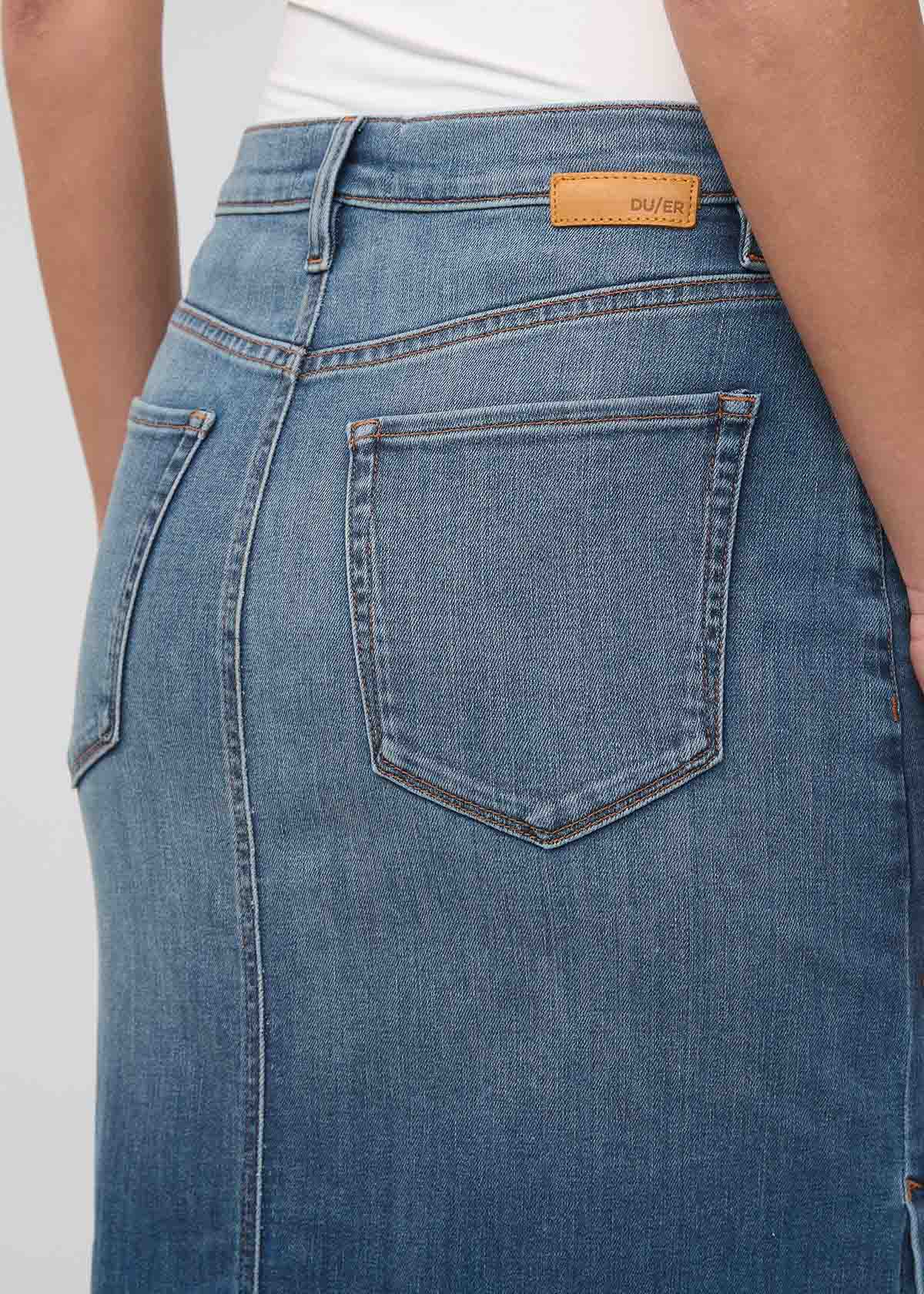 Performance Denim Slit Skirt - Blue Ash - Image 5
