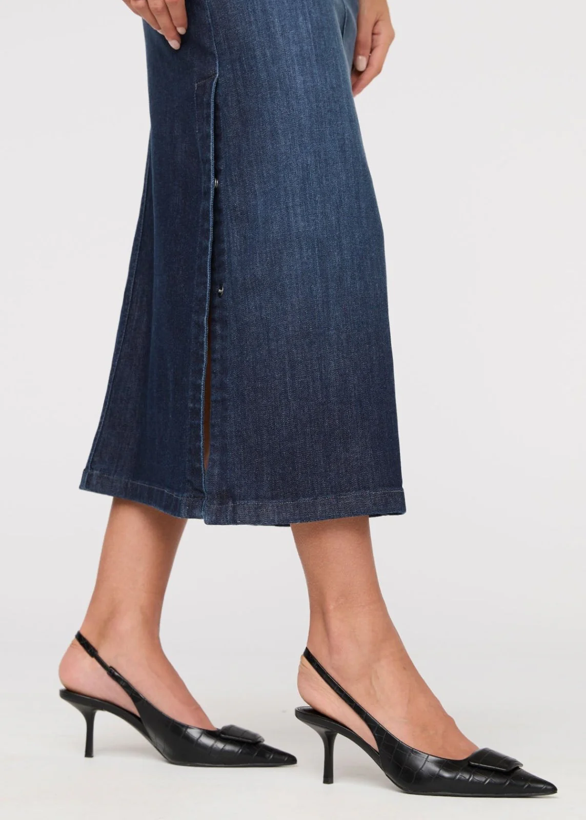 Performance Denim Slit Skirt - Dark Stone - Image 7