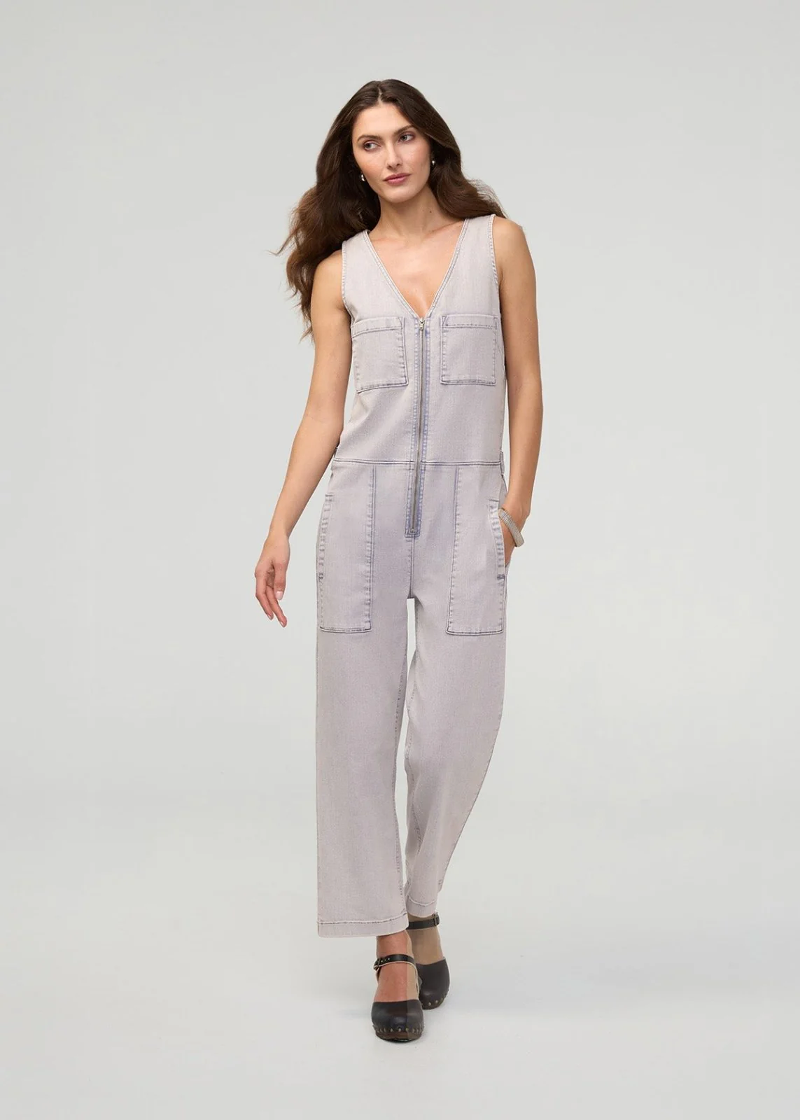 Performance Denim Utility Jumpsuit - Quartz Fade