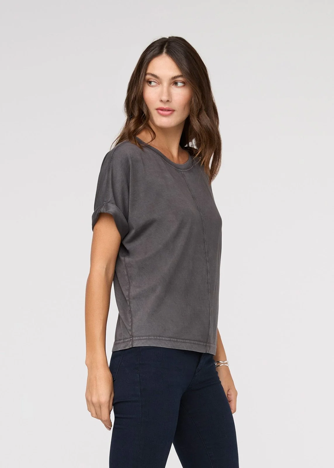 PurePima Dolman Tee - Washed Grey - Image 3