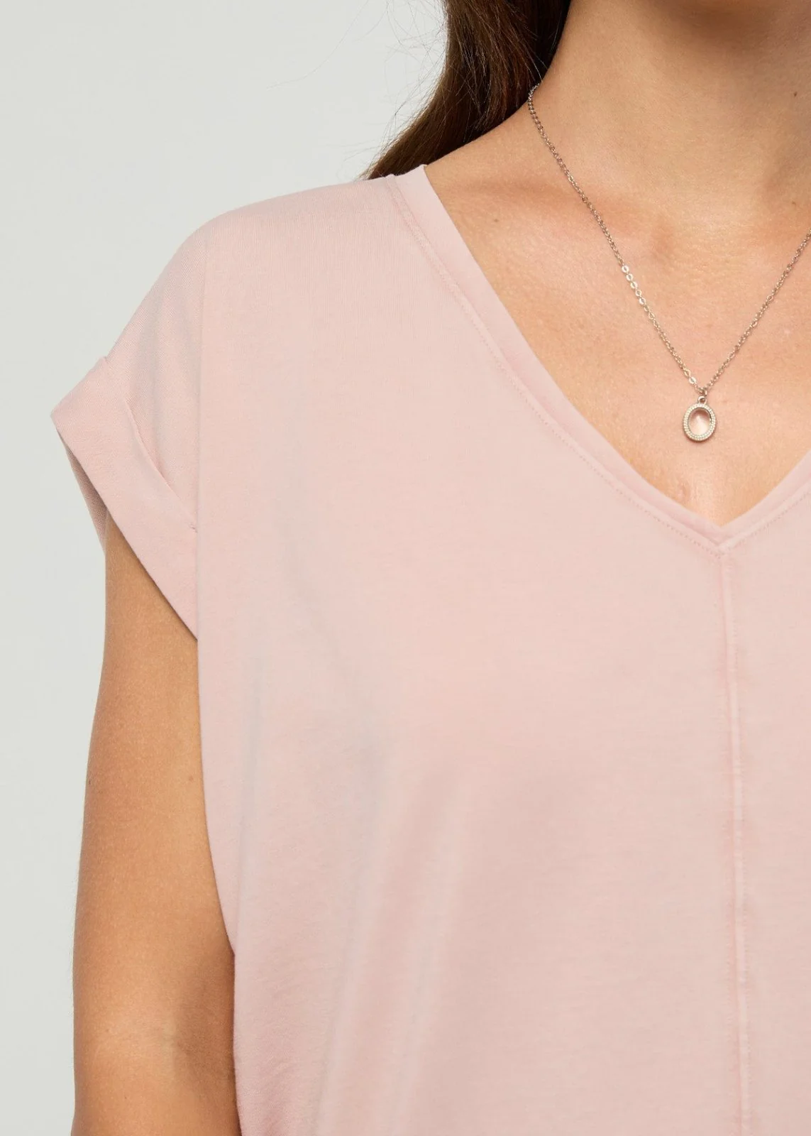 PurePima Dolman V-Neck - Washed Soft Rose - Image 5