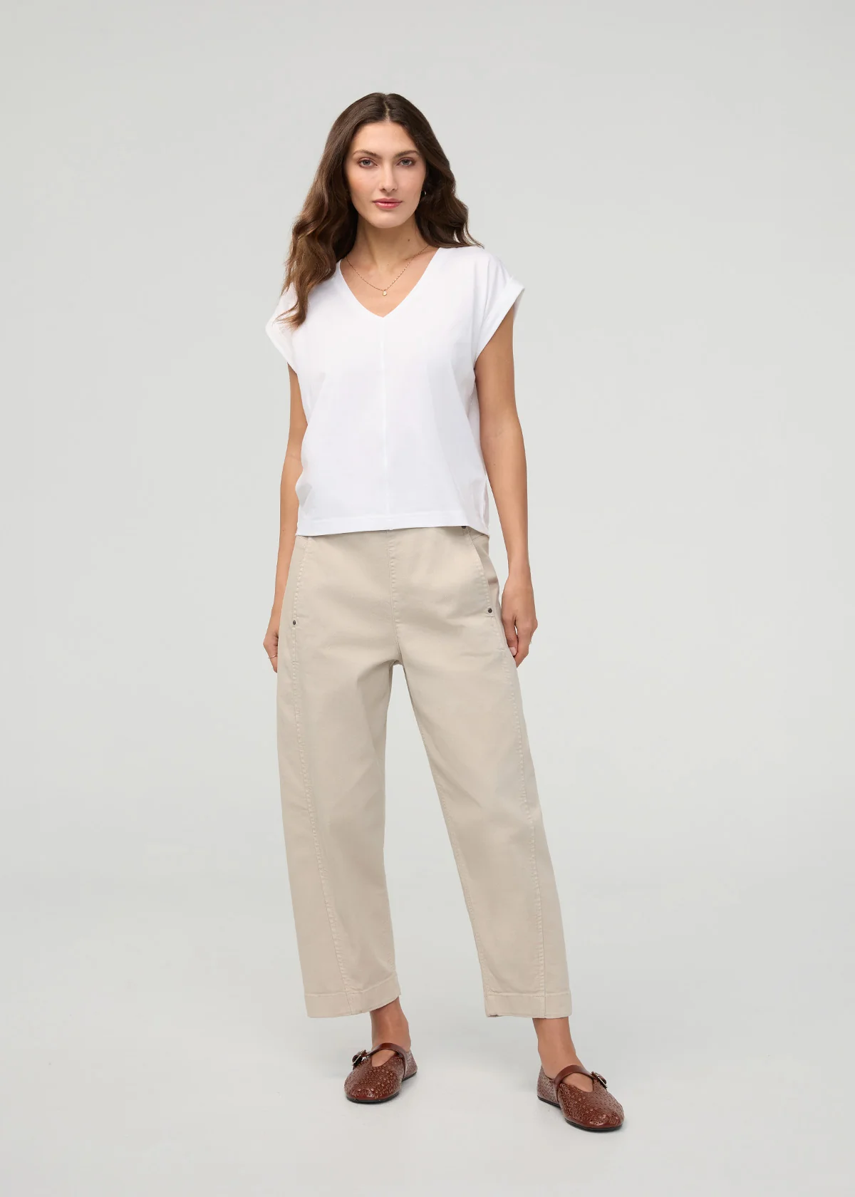 PurePima Dolman V-Neck - White - Image 2
