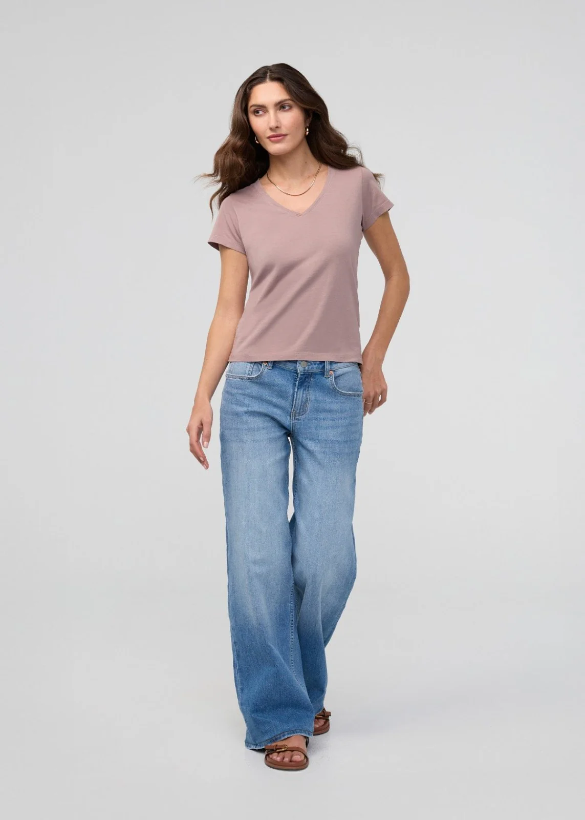 PurePima Slim V-Neck - Hazy Mauve - Image 2
