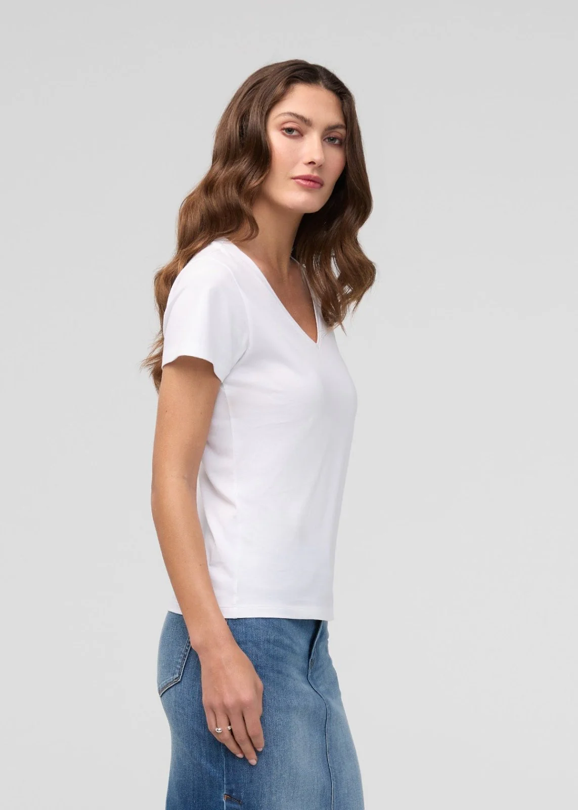 PurePima Slim V-Neck - White - Image 3