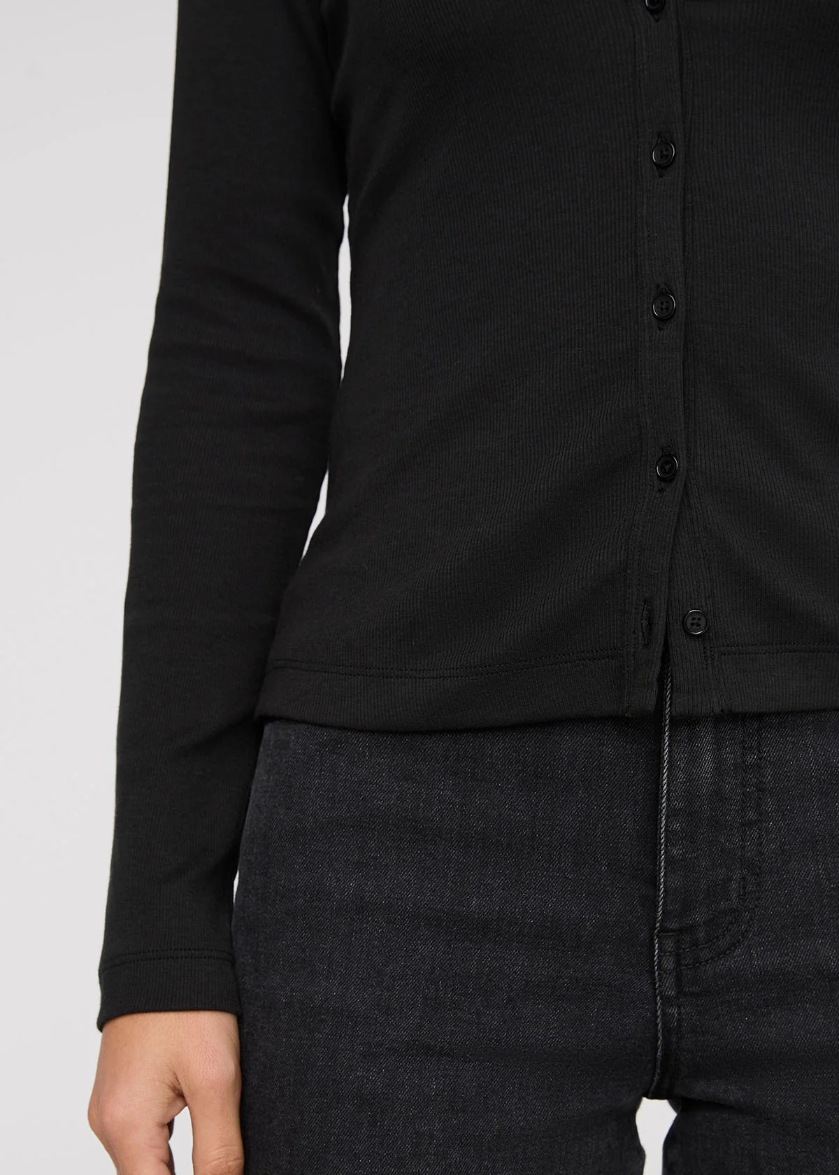 Ribbed Pima Fitted Button Down - Black - Image 5