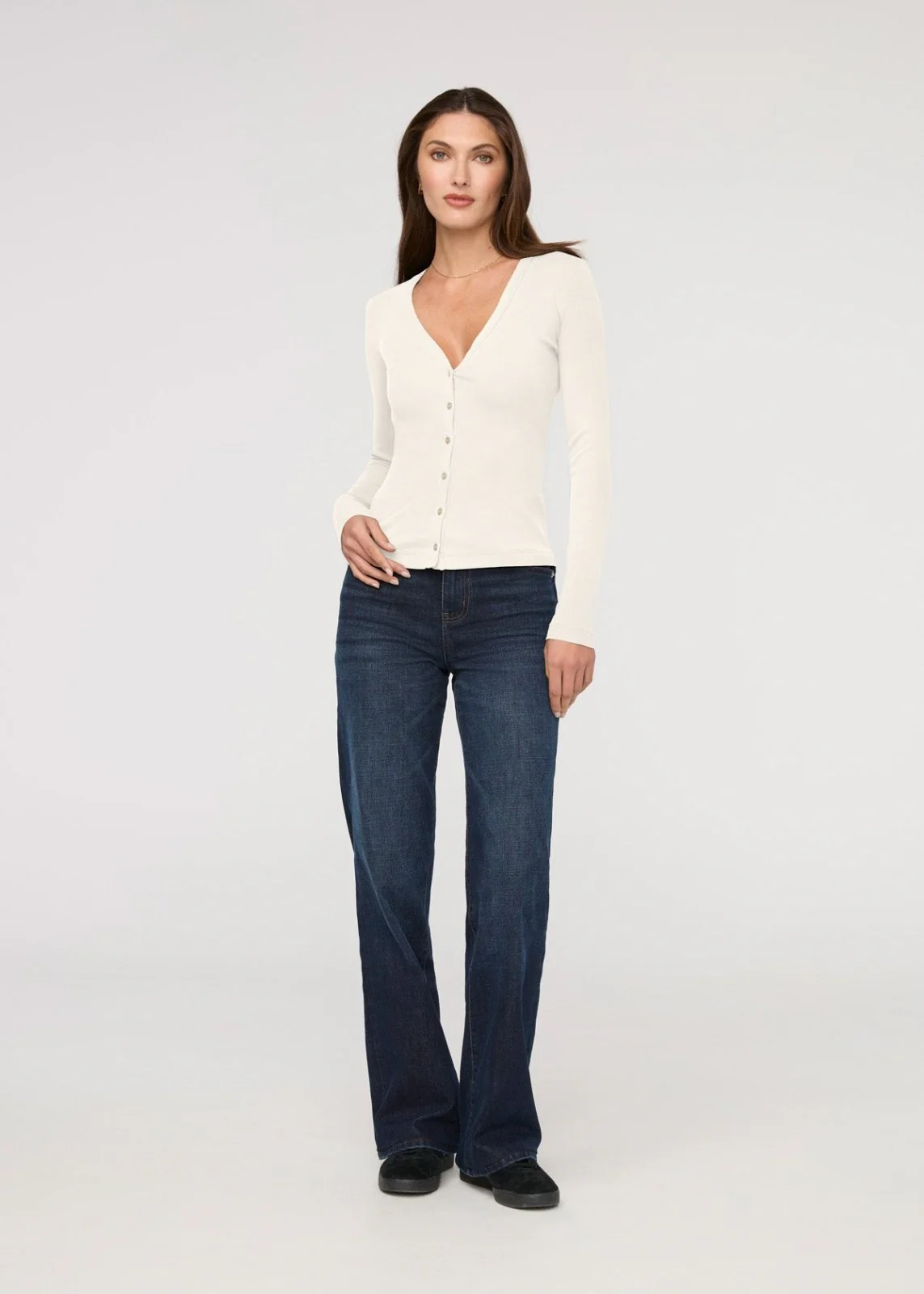 Ribbed Pima Fitted Button Down - Ecru - Image 2